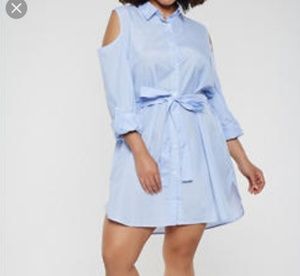 NWOT STRIPE SHIRT DRESS W/ WAIST BELT